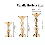 Candelabros de Metal Dorado y Cristal para Velas de Pilar