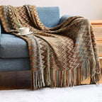 Manta Tejida con Borlas Estilo Bohemio para Sofá y Cama