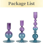 Set de 3 Candelabros de Cristal Ondulados para Velas Cónicas