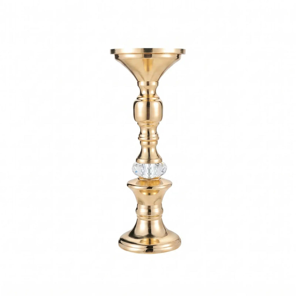 Candelabros de Metal Dorado y Cristal para Velas de Pilar