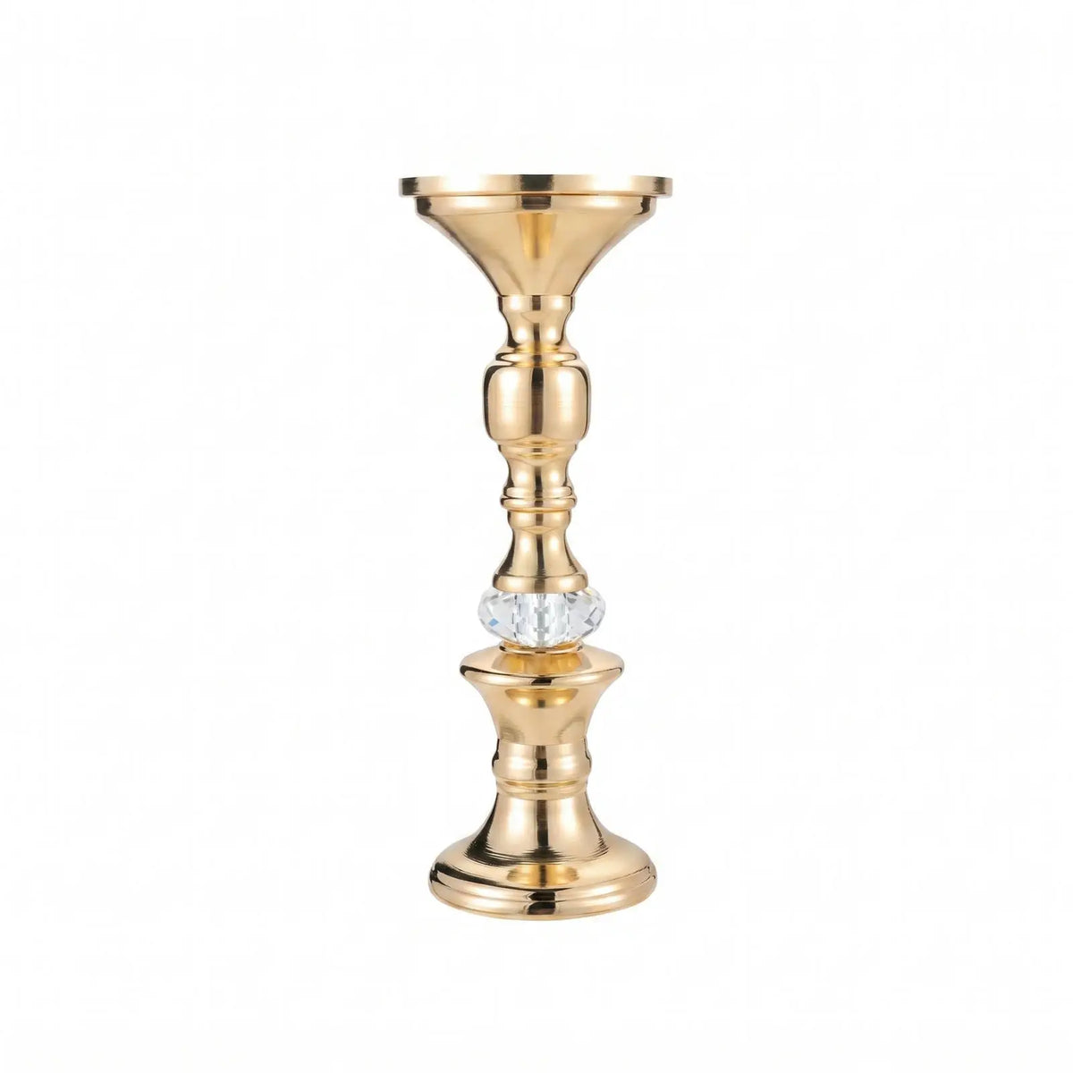 Candelabros de Metal Dorado y Cristal para Velas de Pilar