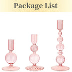 Set de 3 Candelabros de Cristal Ondulados para Velas Cónicas
