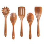 Juego de 10 Utensilios de Cocina de Madera de Teca Natural