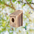 Casa para Pájaros de Madera Natural para Colgar en Jardín y Terraza