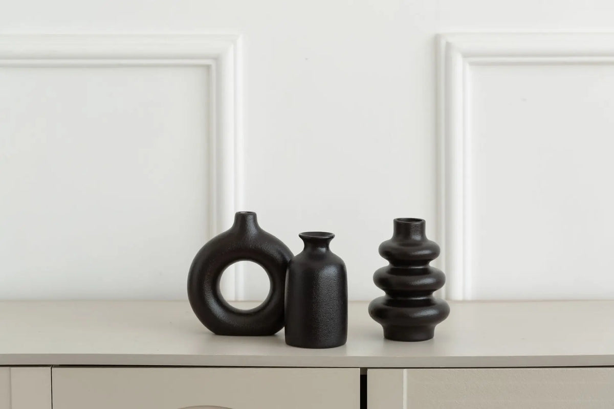 Set de 3 Jarrones de Cerámica Estilo Bohemio