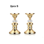 Candelabros de Metal Dorado y Cristal para Velas de Pilar