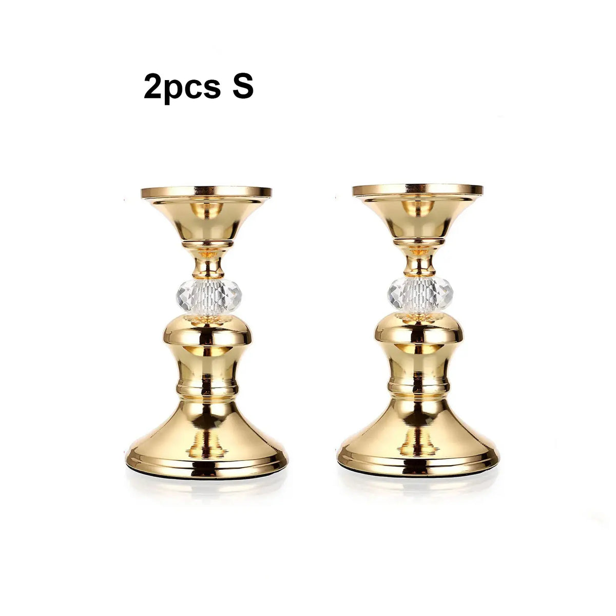 Candelabros de Metal Dorado y Cristal para Velas de Pilar